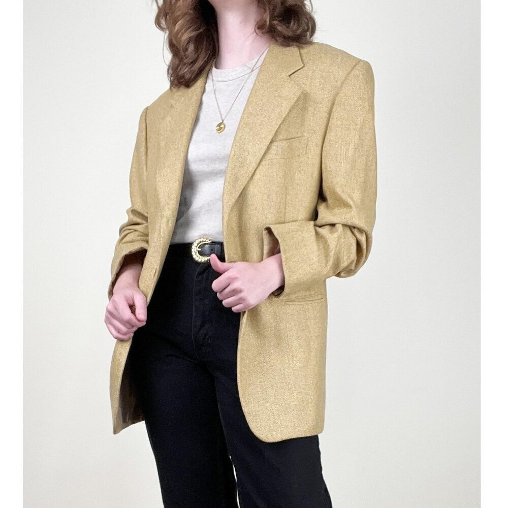Vintage 100% Cashmere Ermenegildo Zegna Blazer Jacket Coat Woven Knit Oversized